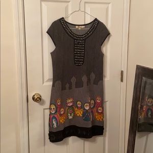 Russian Doll Sweater Dress with Frilled Trim